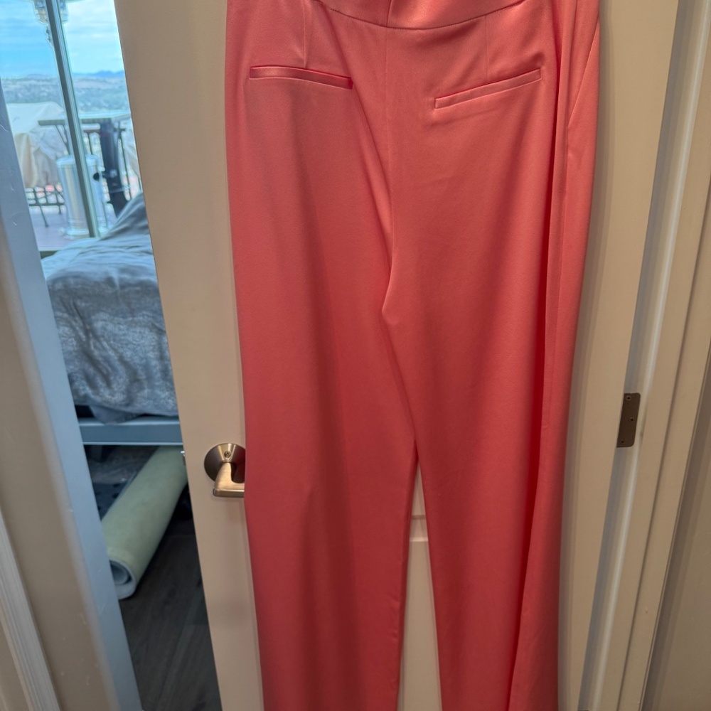 NWOT Alice + Olivia MED PINK Satin Pant sz 12 $395 - Picture 3 of 4